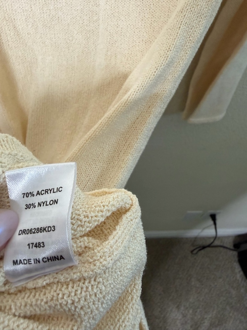 NWT Meshki Camryn Off Shoulder‎ Tie Knit Mini Dress Cream Marle Women’s Size L - Picture 10 of 11